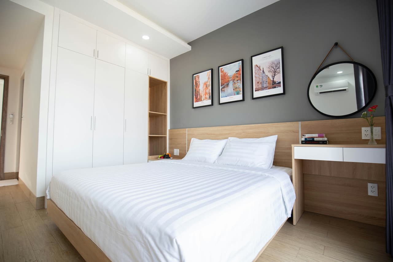 A stylish and welcoming bedroom in an Airbnb rental, ready for guests.